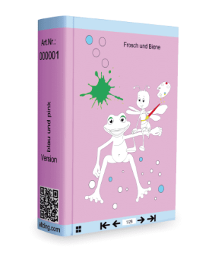 E-Book, Frosch und Biene in blau und pink
